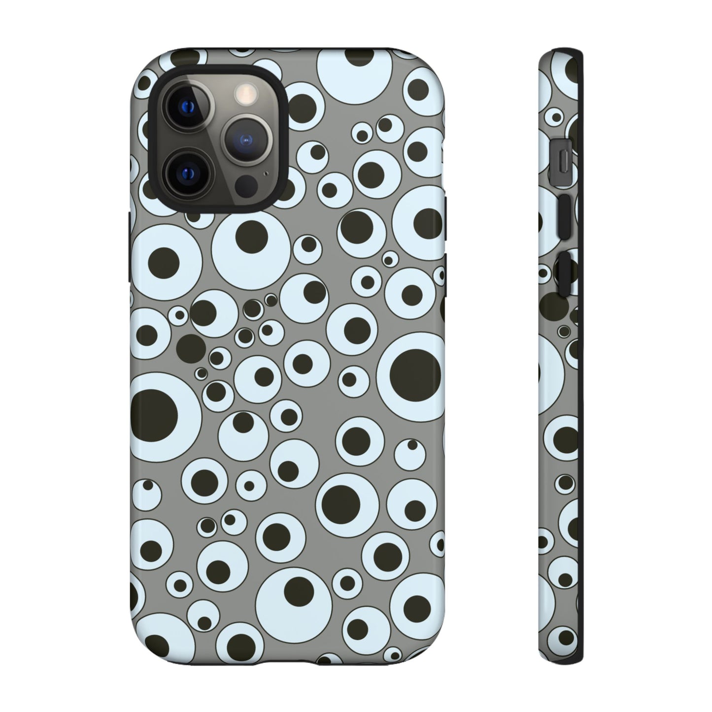 Bubble Pattern Tough Phone Case – Grey Retro Polka-Dot Design