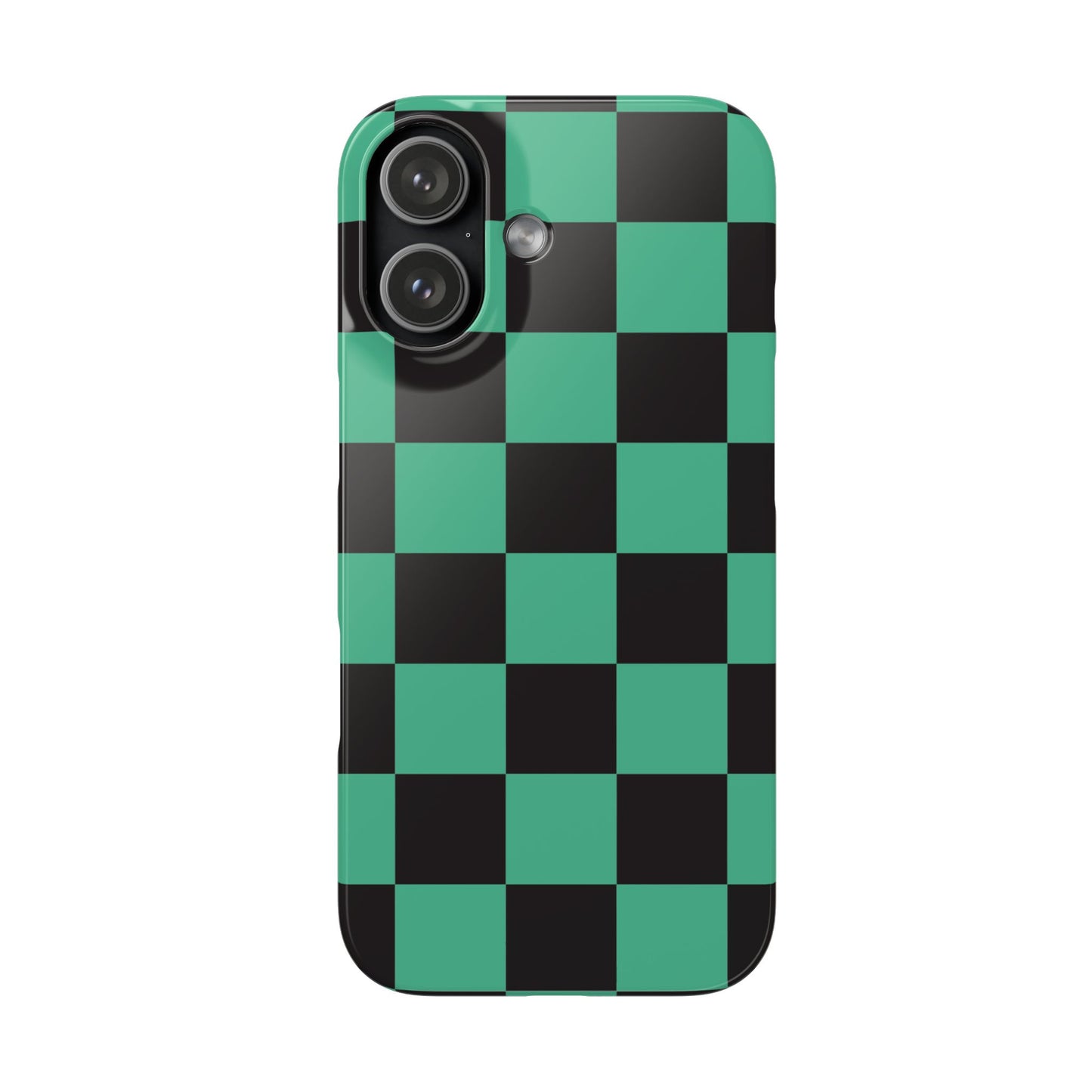 Checkered Teal Snap Case — Black & Teal Phone Cover