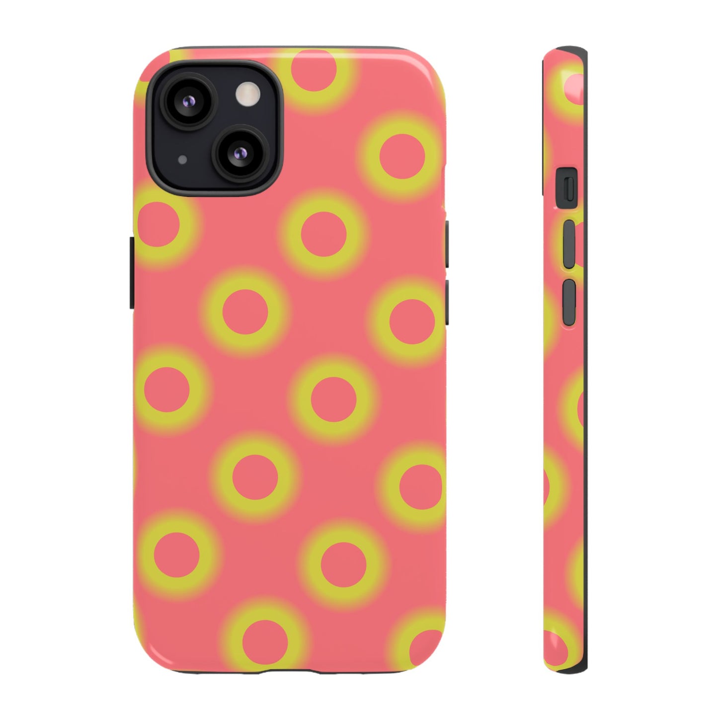 Neon Polka Dot Phone Case — Retro Pink & Lime Protective Cover
