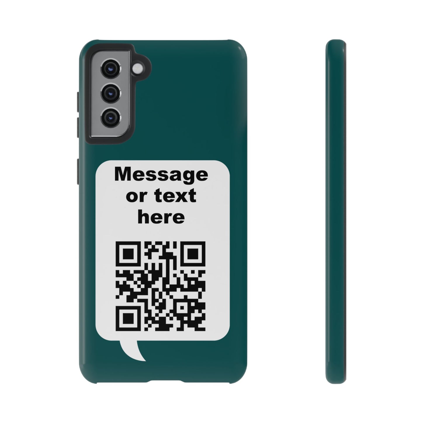 Custom QR Code Tough Phone Case — "Custom text" Contact Case
