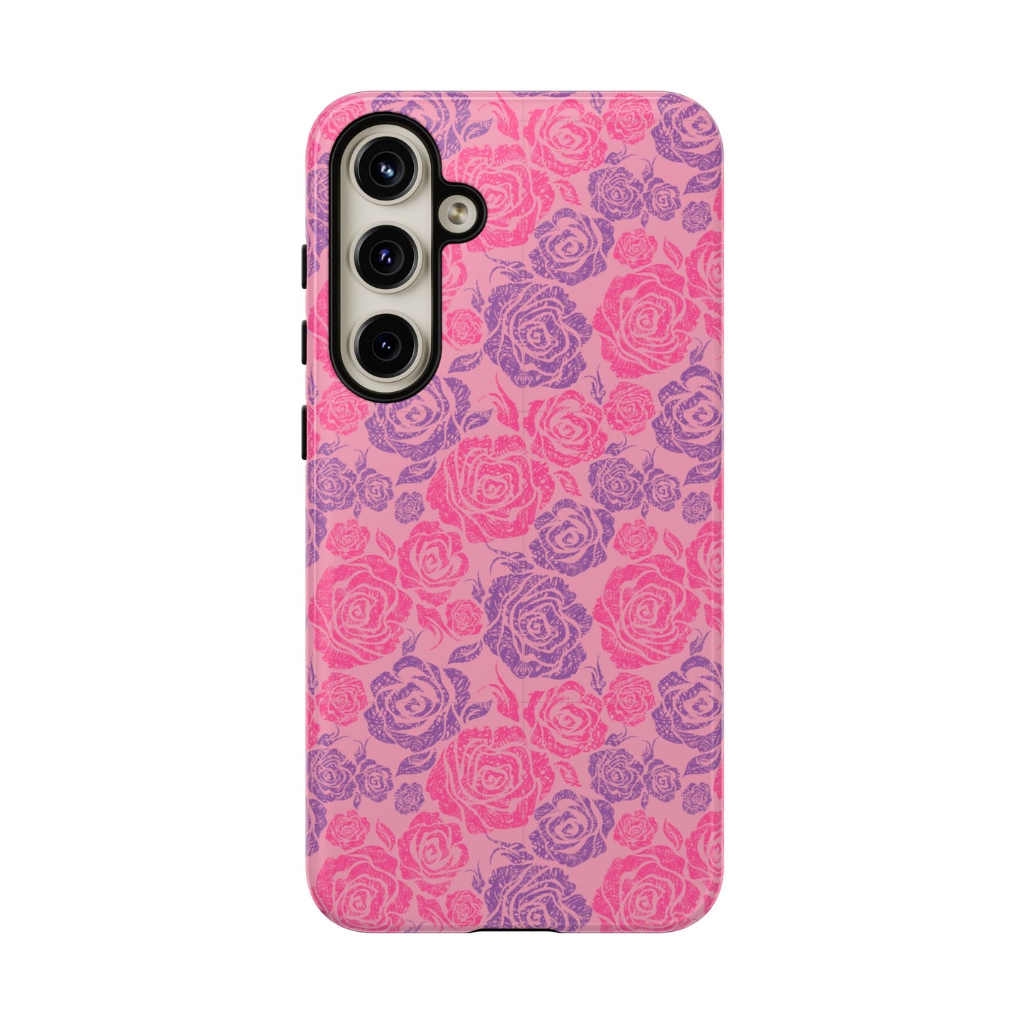 Pink & Lavender Rose Pattern Tough Phone Case