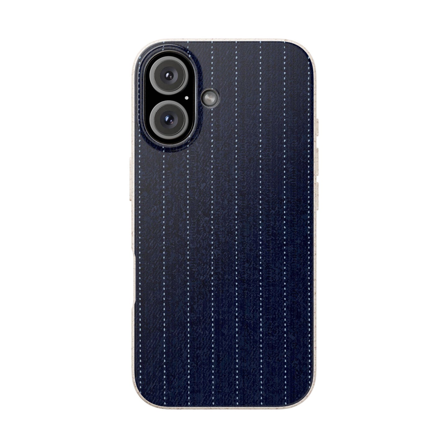 Biodegradable Pinstripe Phone Case — Eco-Friendly Navy Fabric Phone Cover for Apple iPhone and Samsung Galaxy.