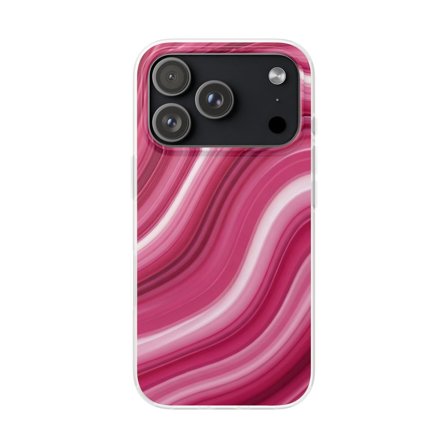 Pink Marble Wave Phone Case — Abstract Swirl Flexi Case for Apple iPhone, Samsung Galaxy.