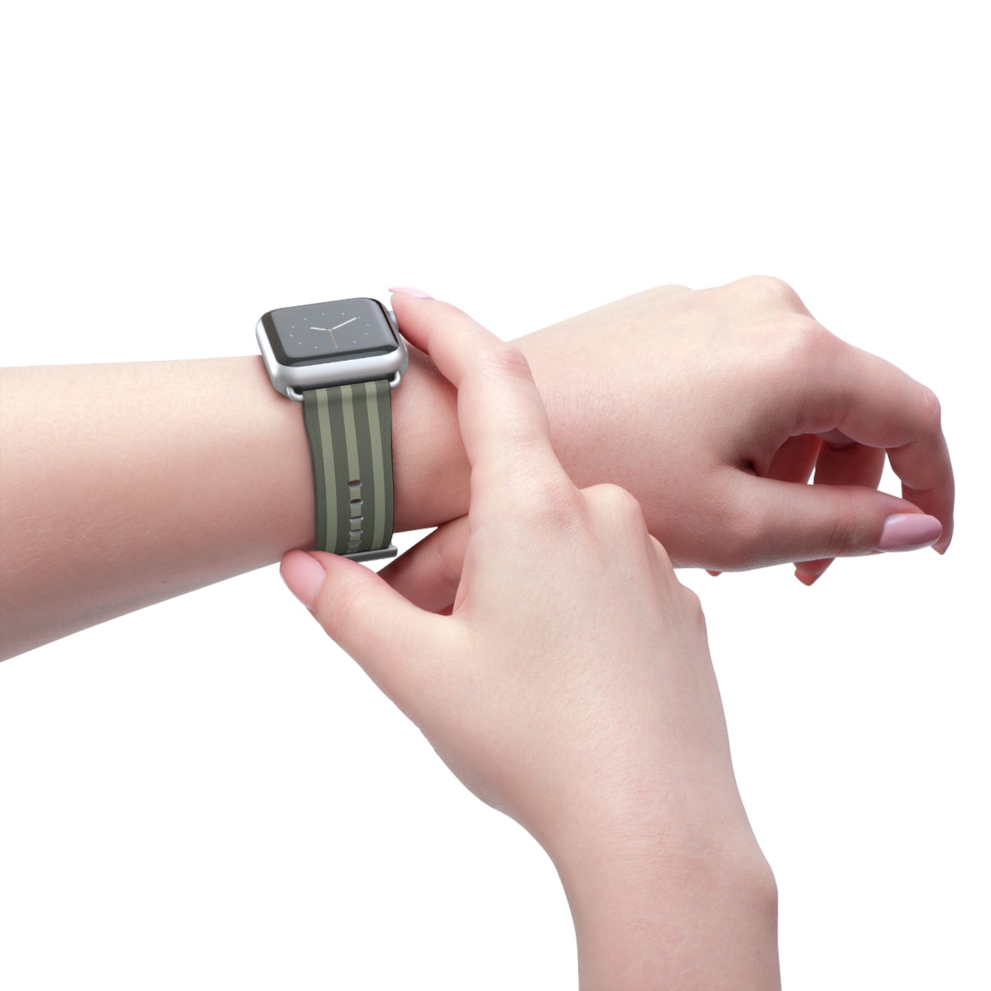 Striped Olive Green Watch Band — Durable Silicone Apple Watch Strap