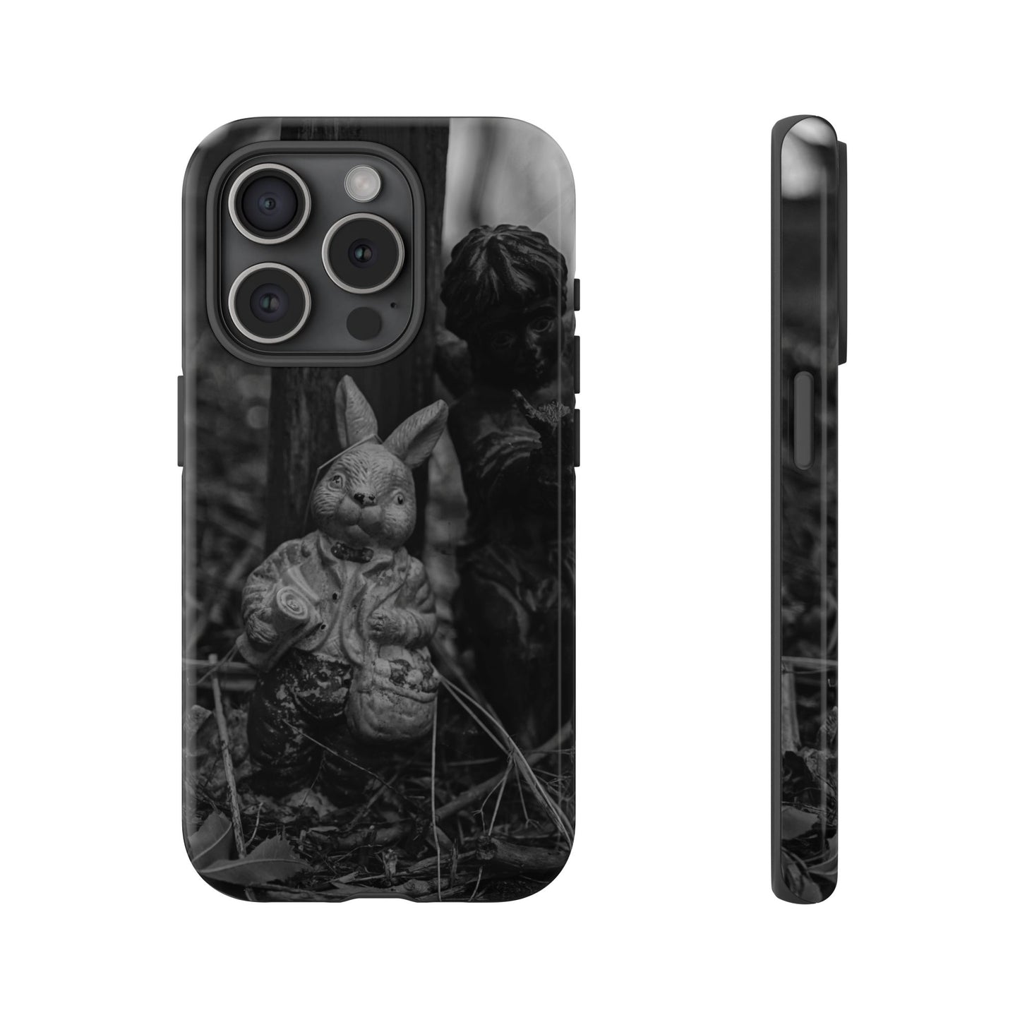 Vintage Gothic Bunny Tough Phone Case — Dark Garden Statue Protective Cover
