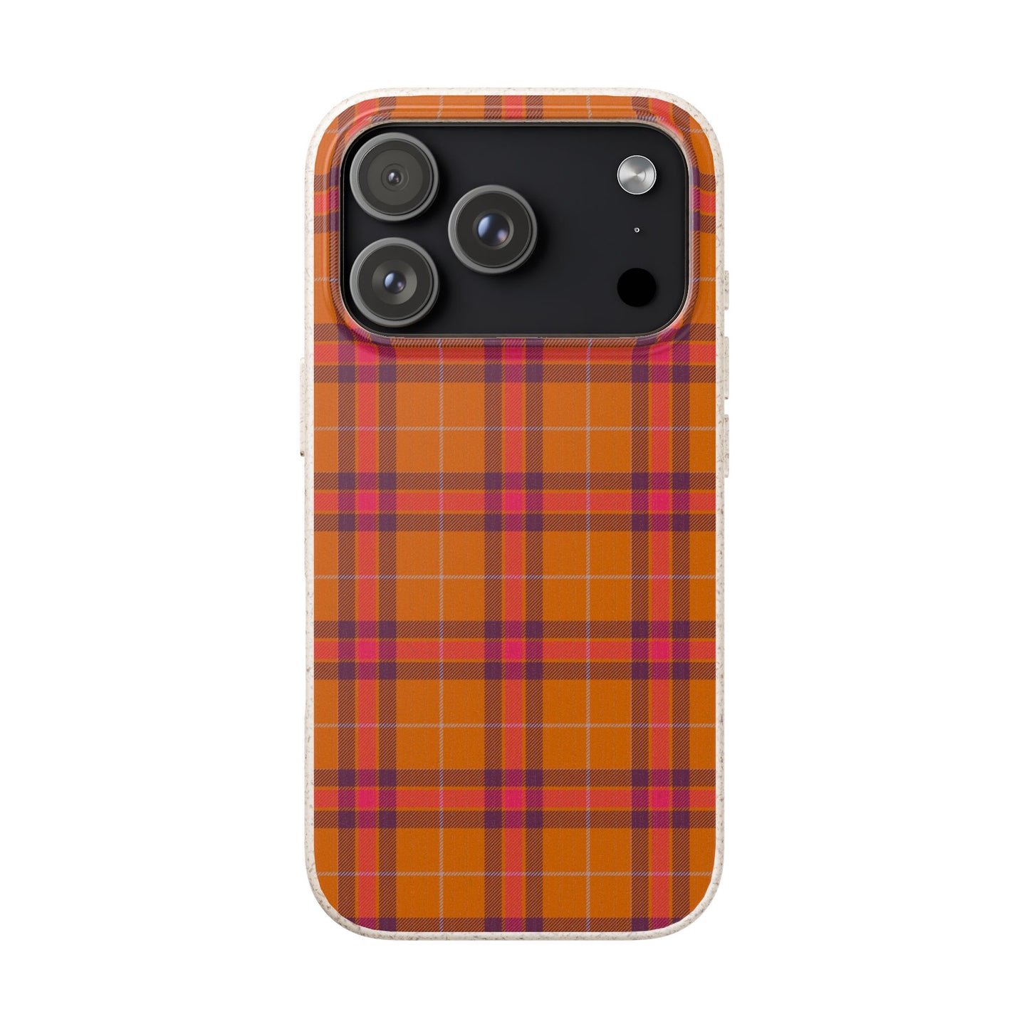 Biodegradable Autumn Orange Plaid Eco-Friendly Phone Cover for Apple iPhone and Samsung Galaxy.