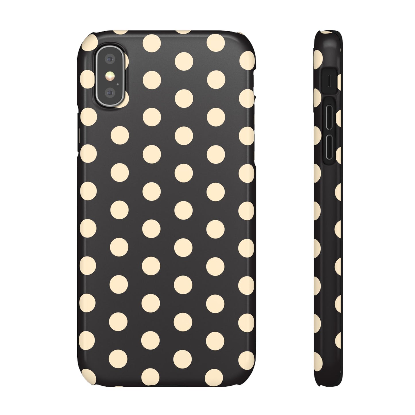 Polka Dot Snap Phone Case — Classic Black & Cream Retro Dots