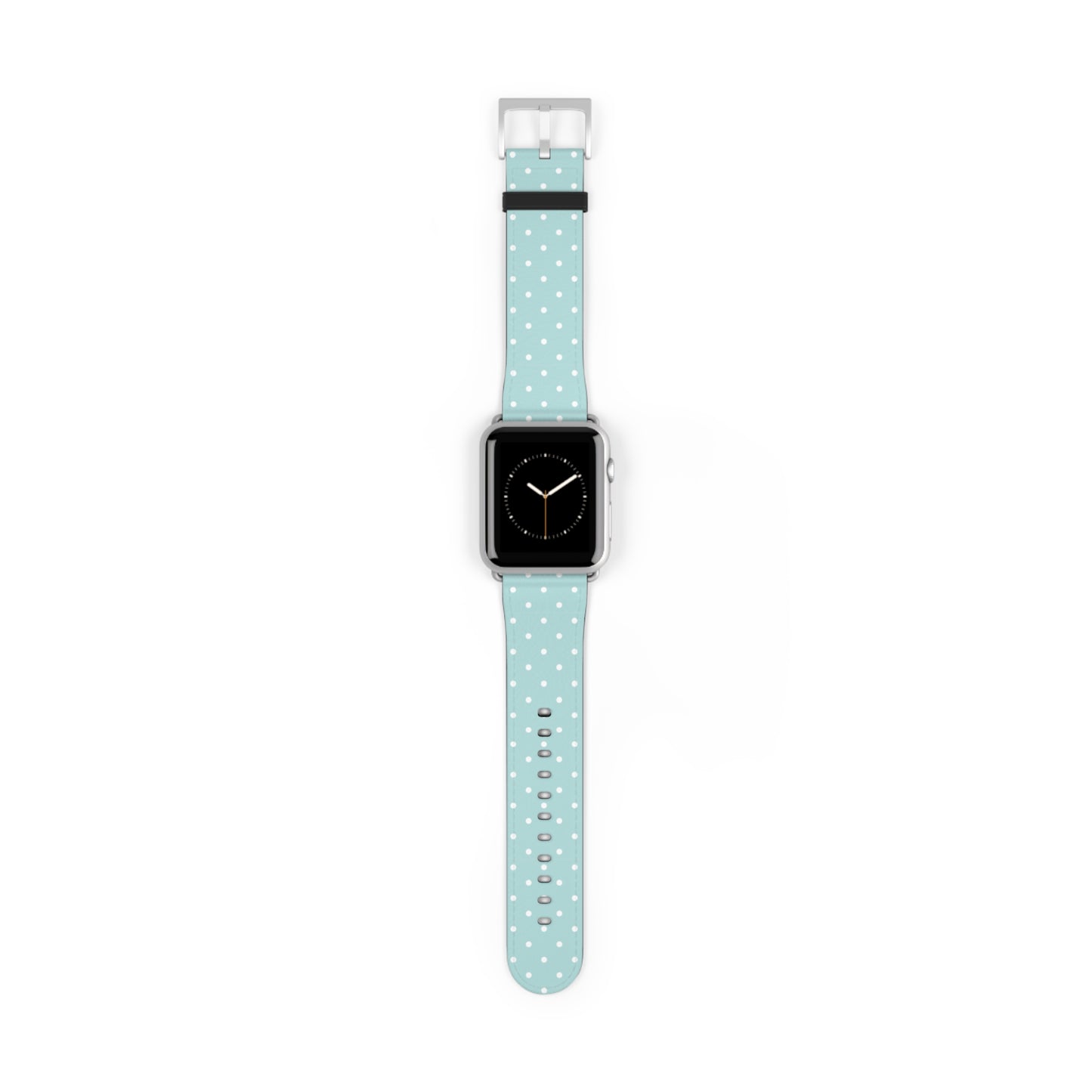 apple watch band in mint green with white polka dots, cute pastel everyday watch strap for women