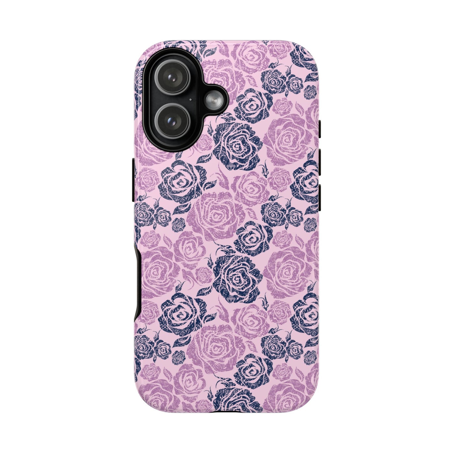 Floral Rose Tough Phone Case — Pink & Slate Rose Pattern