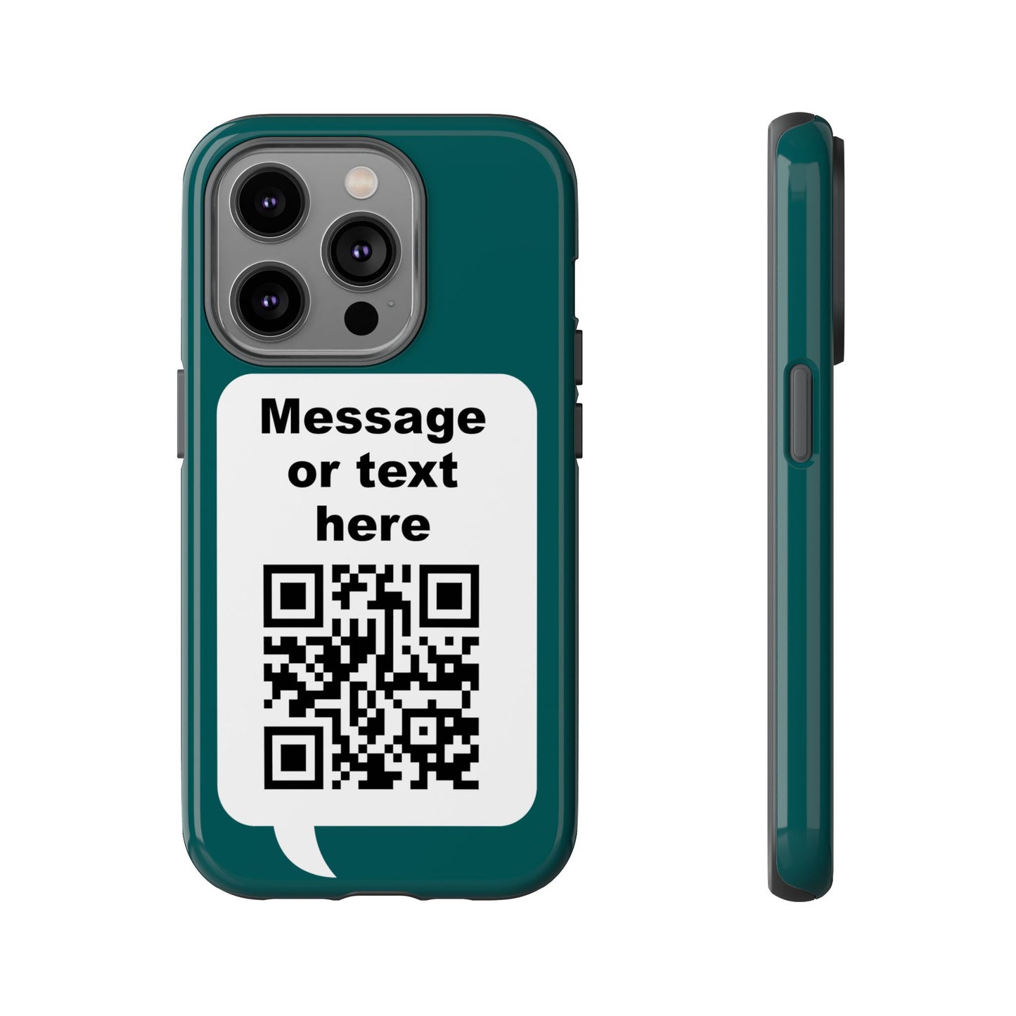 Custom QR Code Tough Phone Case — "Custom text" Contact Case