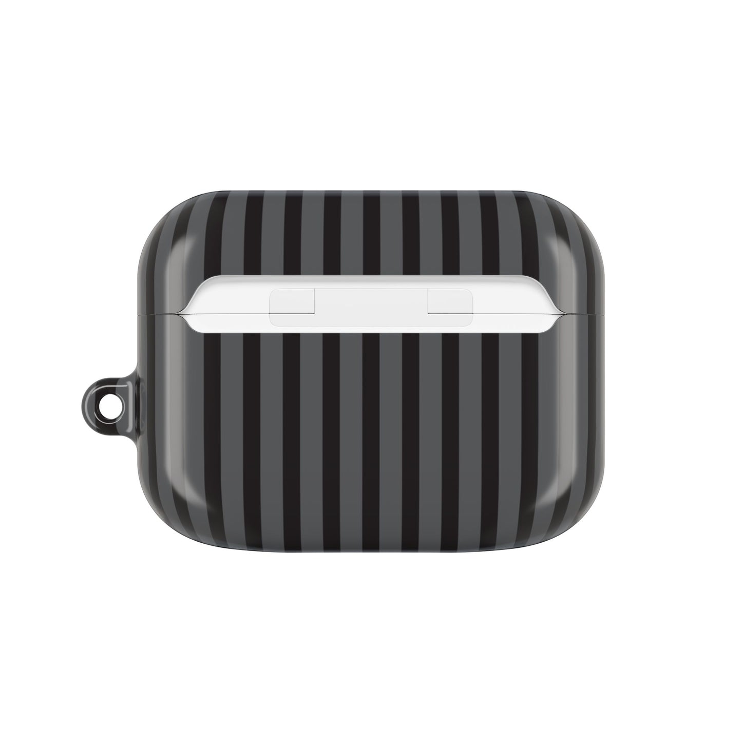 Striped Black AirPod Case – Slim Protective Cover with Keyring Loop