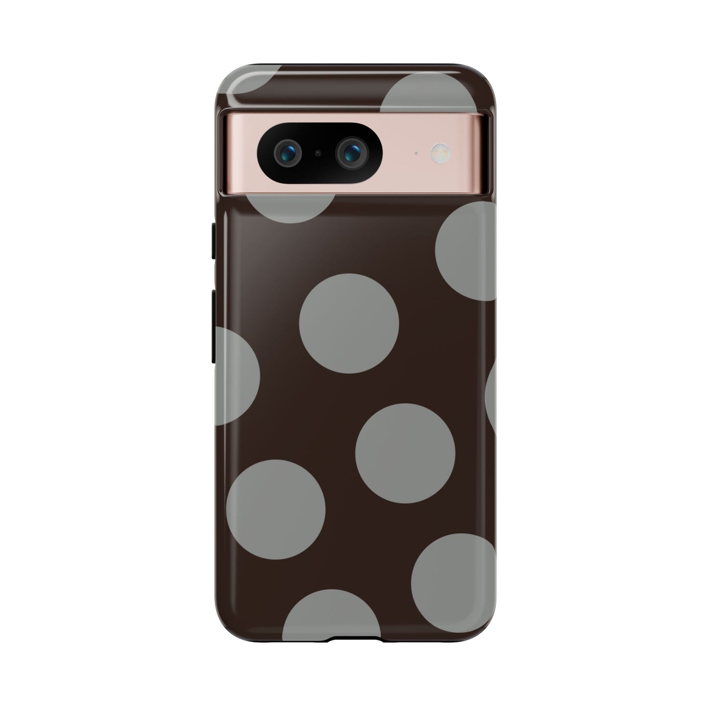 Polka Dot Tough Phone Case – Brown & Gray Retro Dot Protective Cover