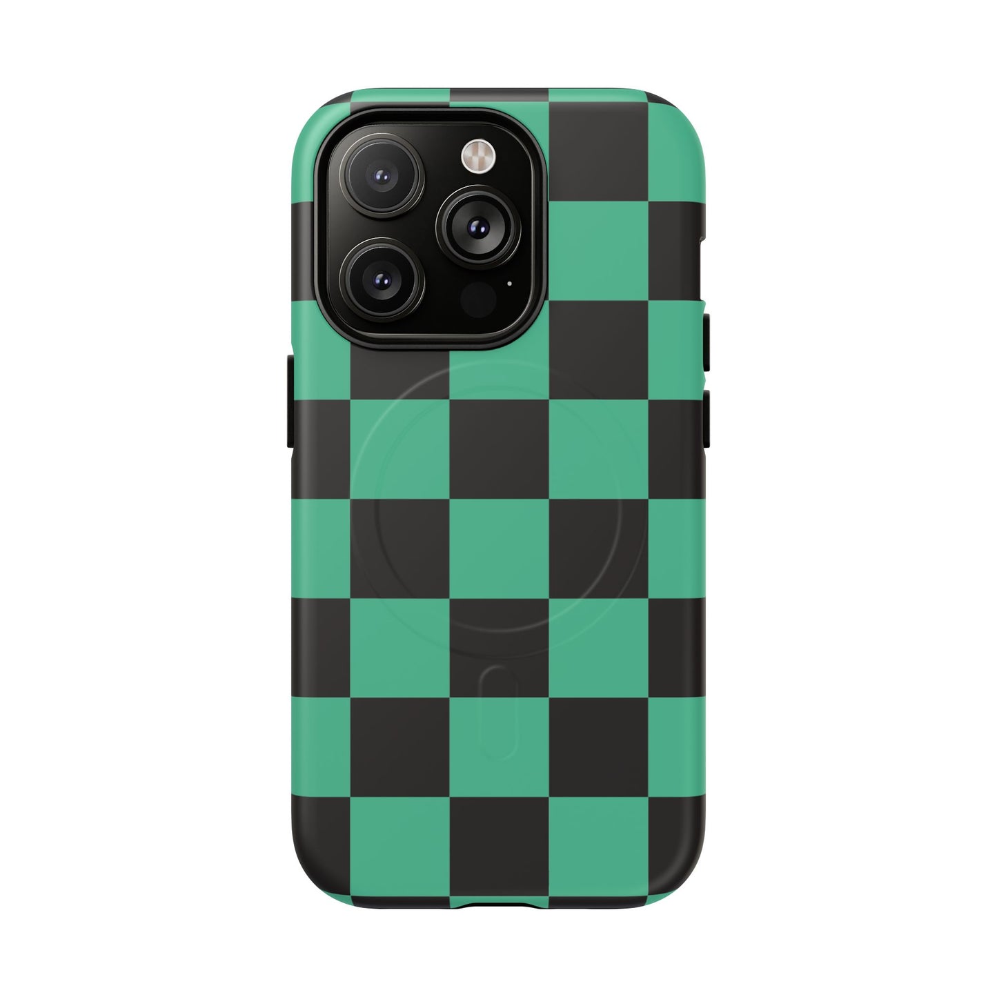 Tanjiro Magnetic Phone Case — Green and Black Chequered Tough Protective MagSafe Case