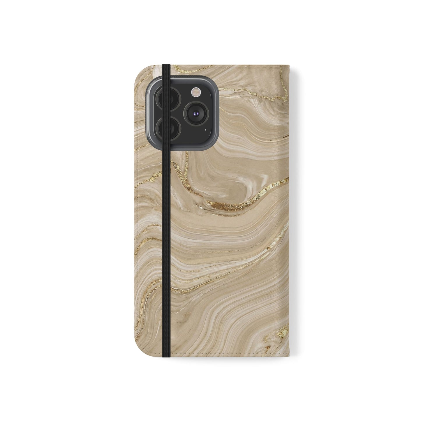 Marble Beige Flip Phone Case – Stylish Wallet Phone Cover with Card Slots