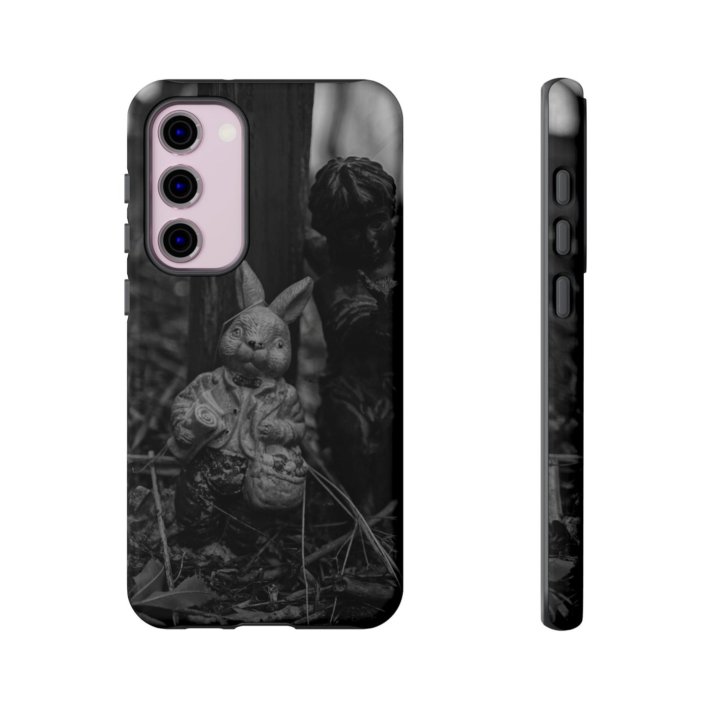 Vintage Gothic Bunny Tough Phone Case — Dark Garden Statue Protective Cover