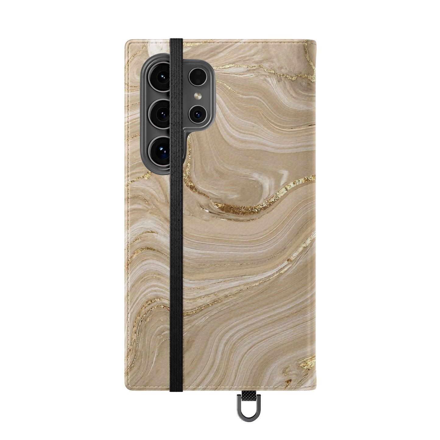 Marble Beige Flip Phone Case – Stylish Wallet Phone Cover with Card Slots