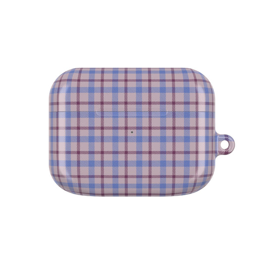 Blue and Burgundy Tartan AirPod Case — Classic Blue and Burgundy Plaid Protective Cover