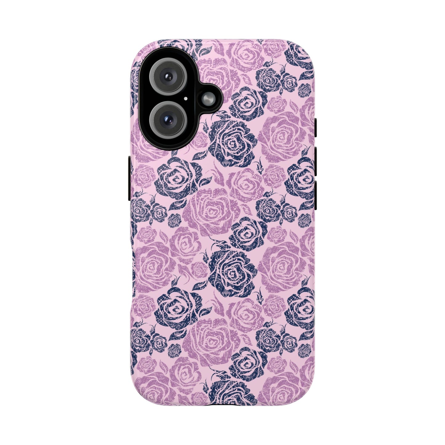 Floral Rose Tough Phone Case — Pink & Slate Rose Pattern