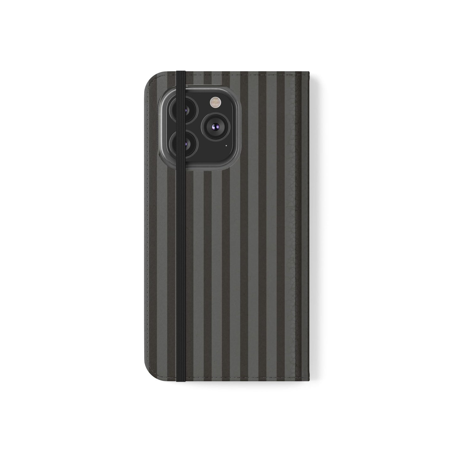 Striped Gray Flip Phone Case — Wallet Flip Case with Card Slots