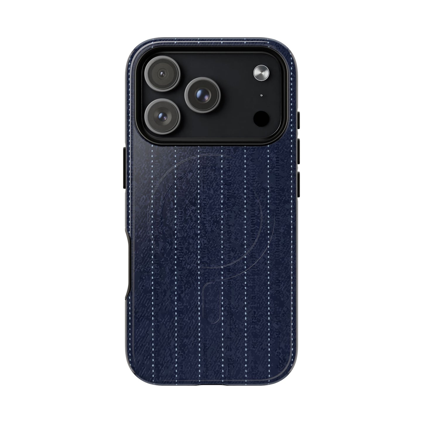 MagSafe Tough Phone Case — Navy Pinstripe Magnetic Protective Cover