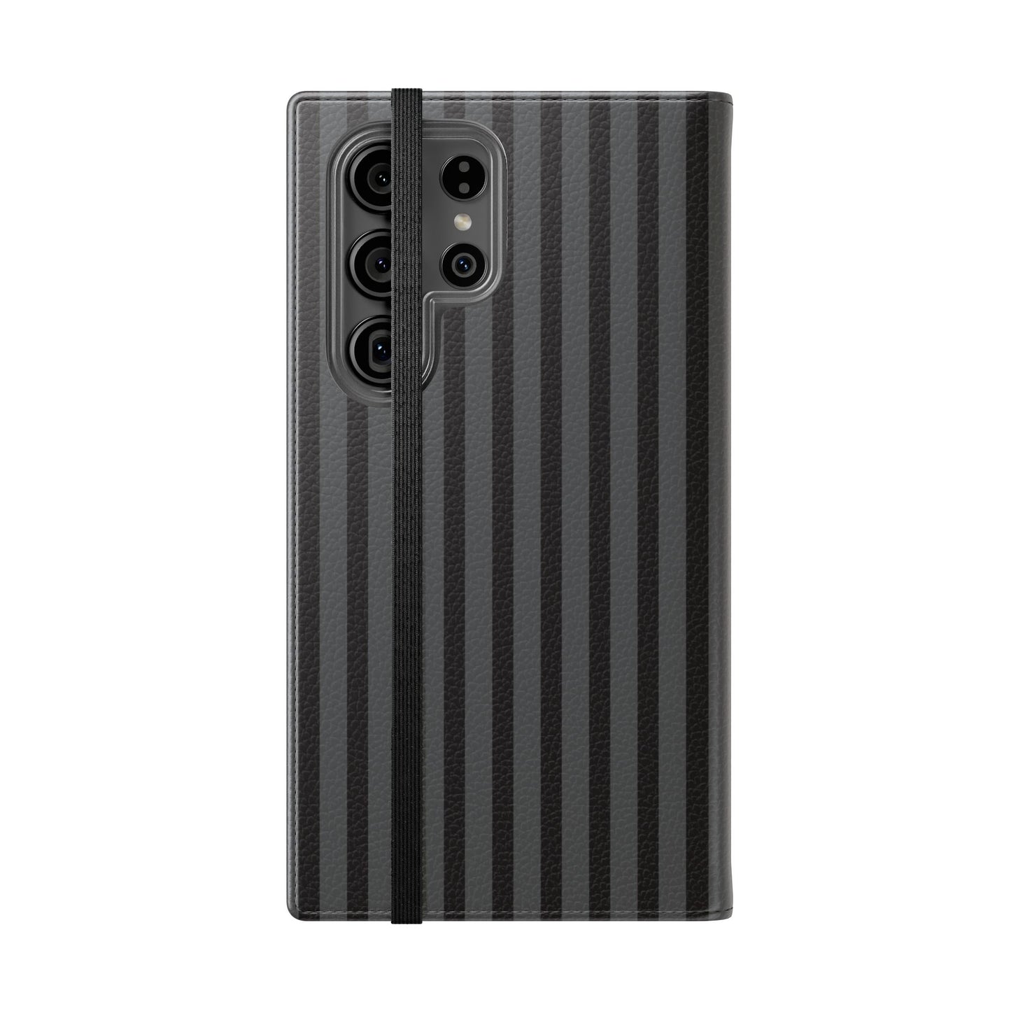 Striped Gray Flip Phone Case — Wallet Flip Case with Card Slots