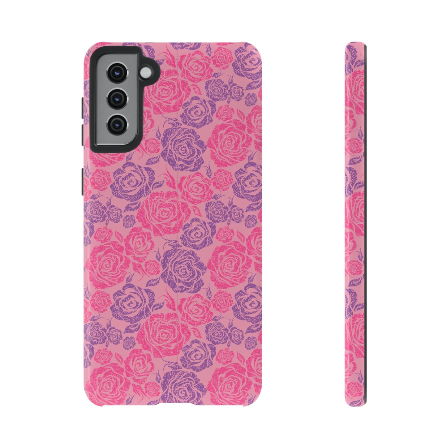 Pink & Lavender Rose Pattern Tough Phone Case