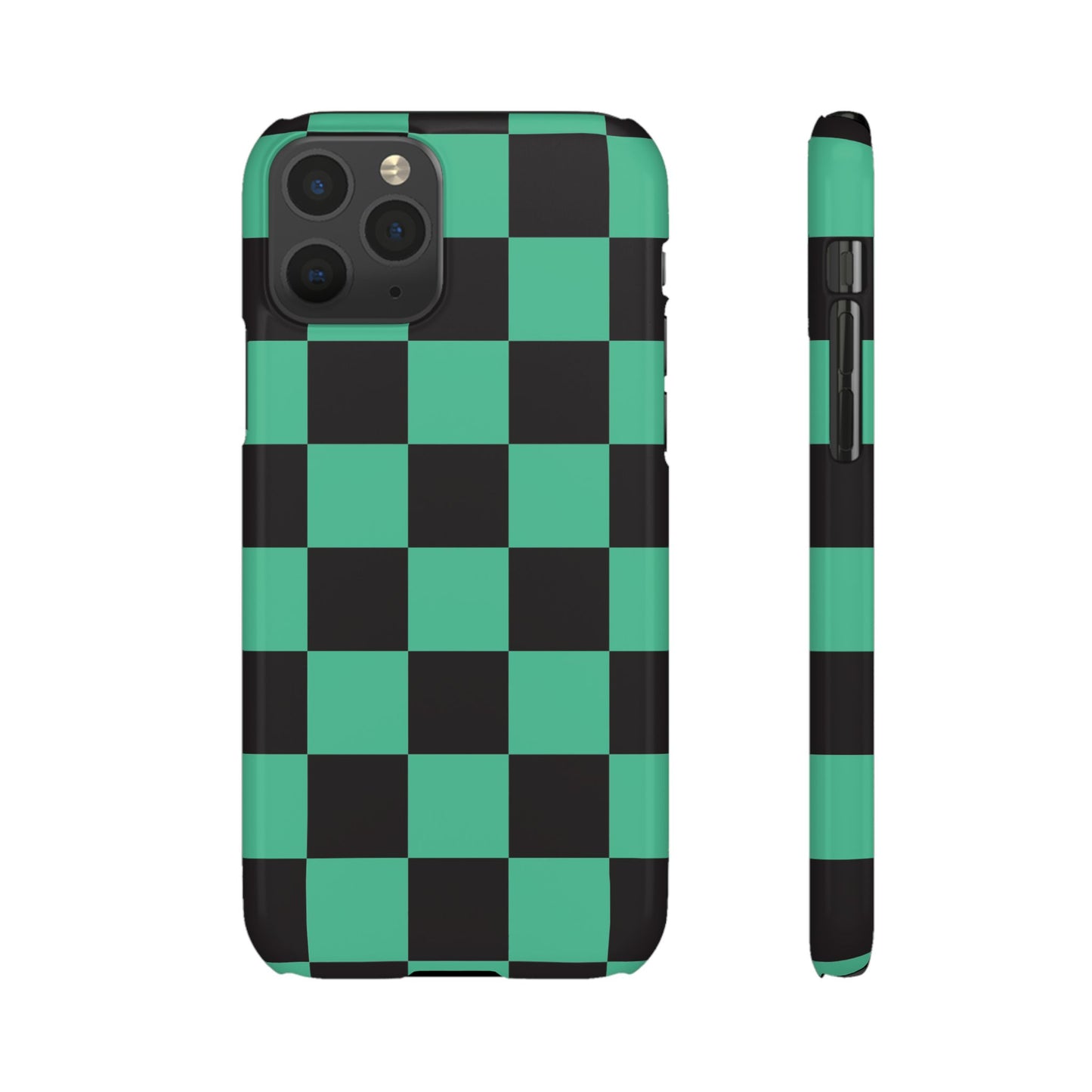 Checkered Teal Snap Case — Black & Teal Phone Cover
