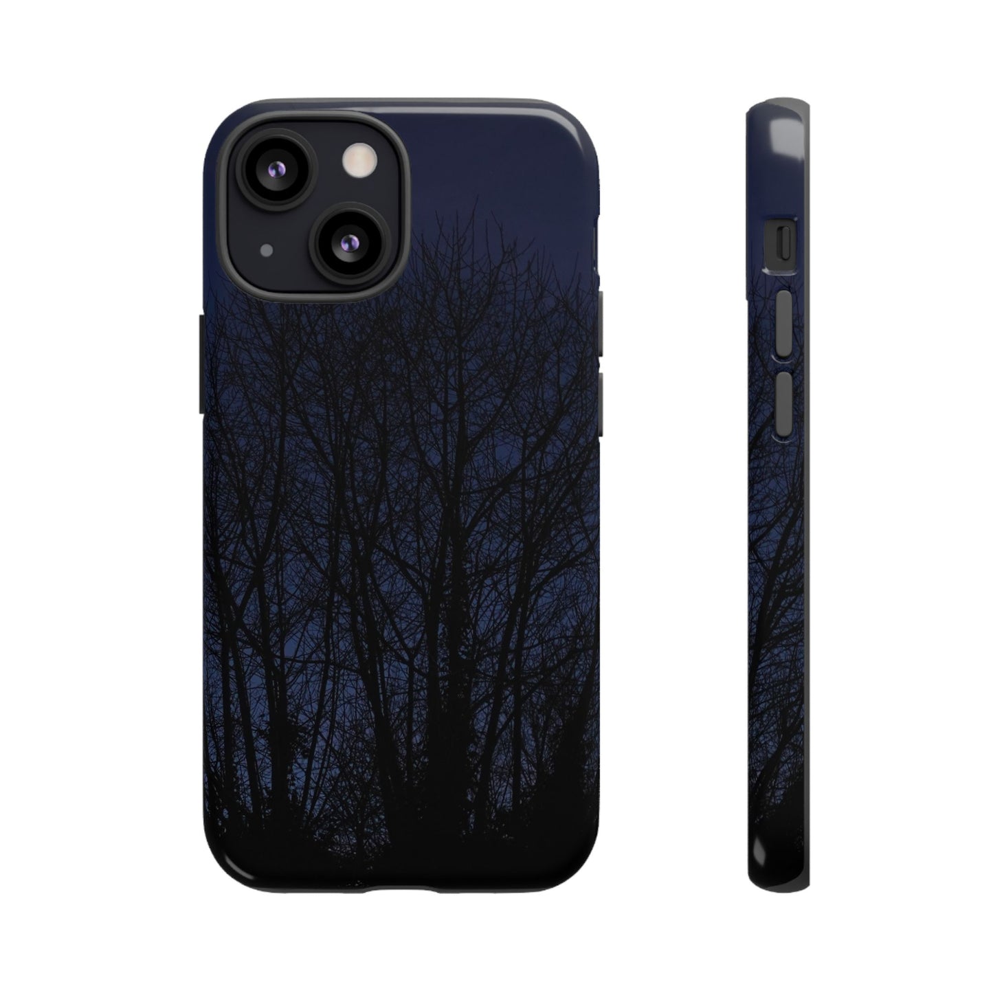 Night Forest Phone Case — Dark Tree Silhouette Protective Tough Case