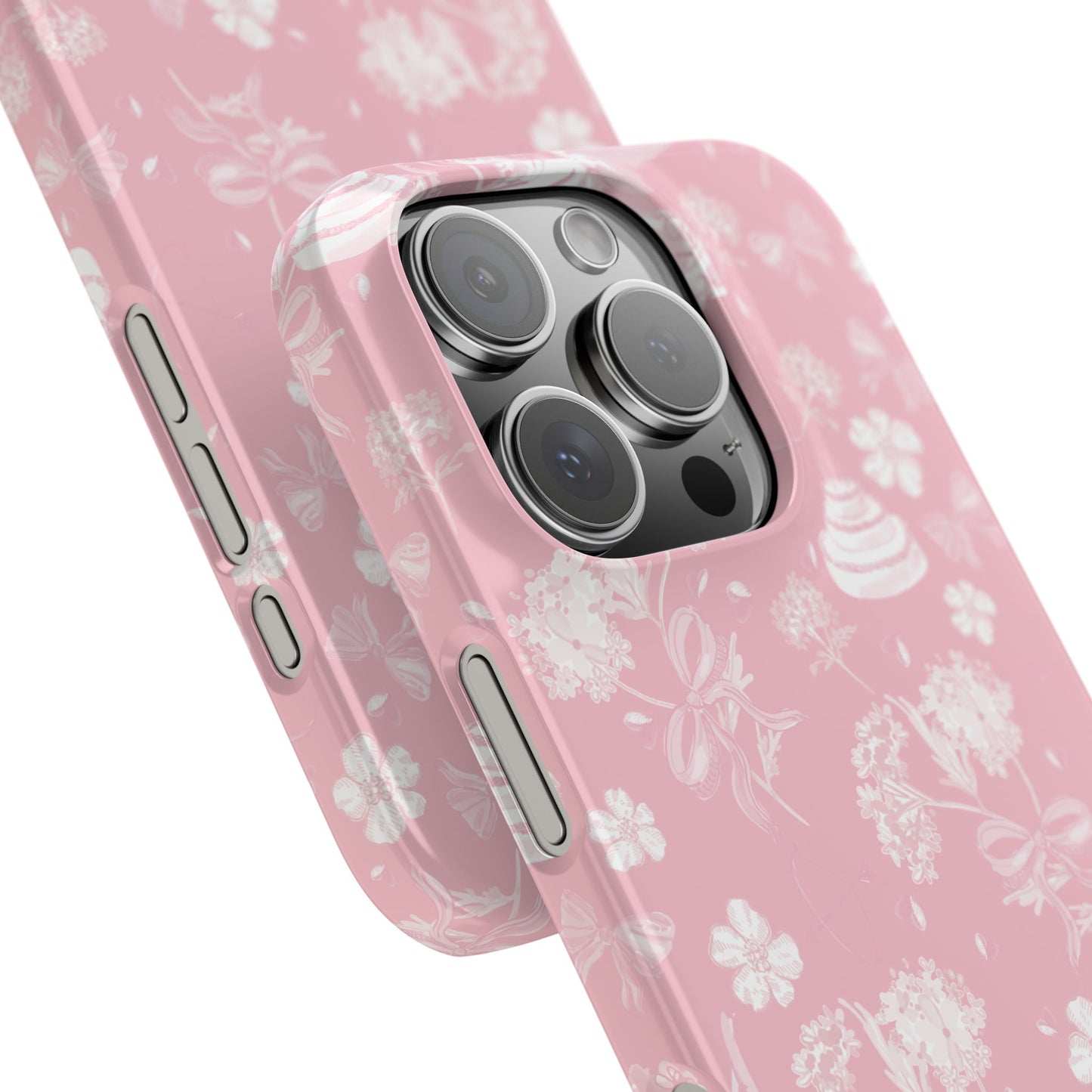 Pink Floral Slim Phone Case for Apple iPhone, Samsung Galaxy and Google Pixel.