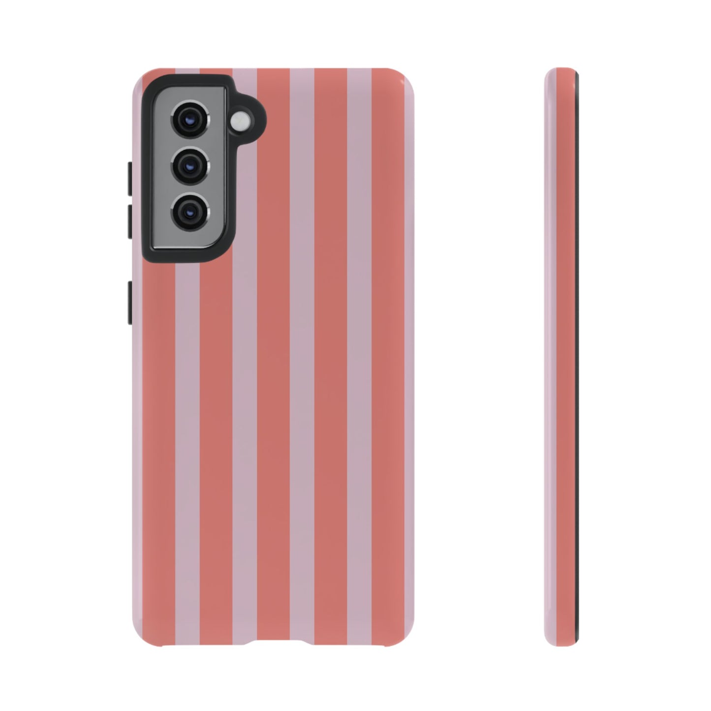 Pink Striped Tough Phone Case — Durable Protective Cover