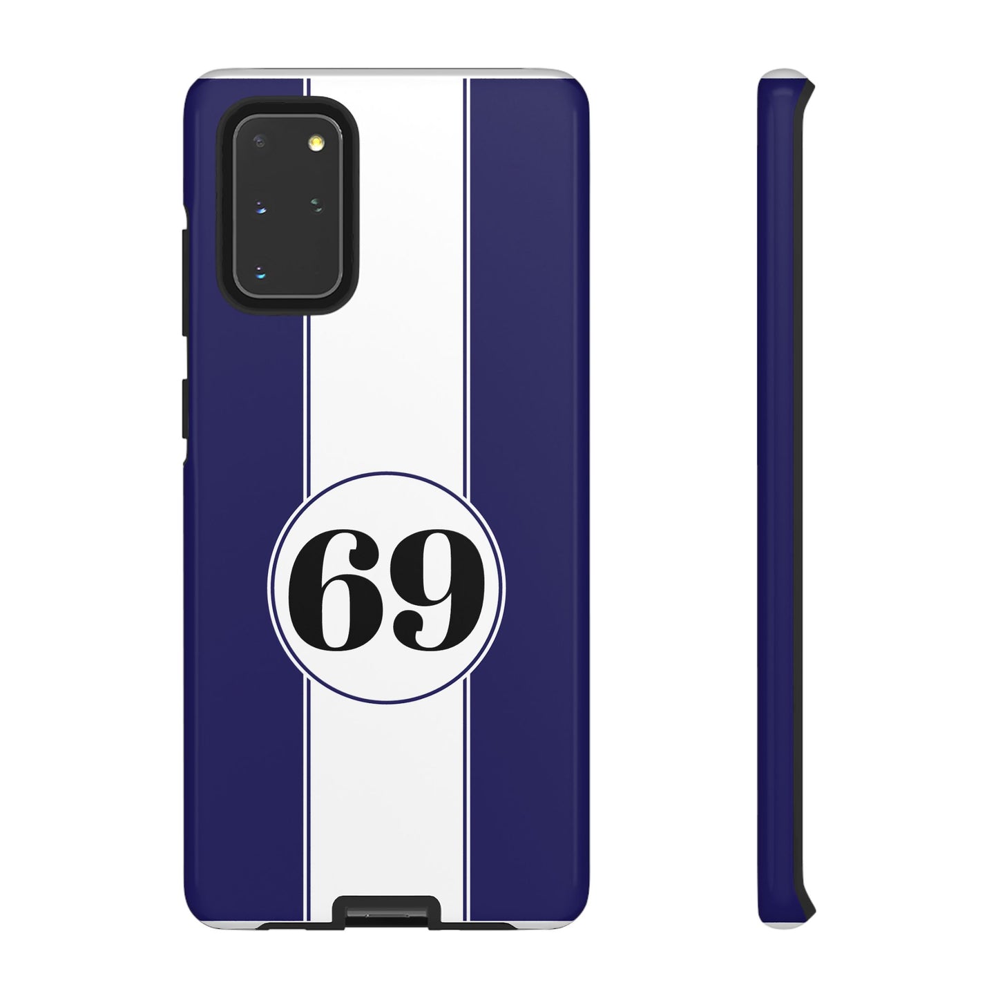Custom Number Racing Stripe Tough Phone Case for Apple iPhone, Samsung Galaxy and Google Pixel.