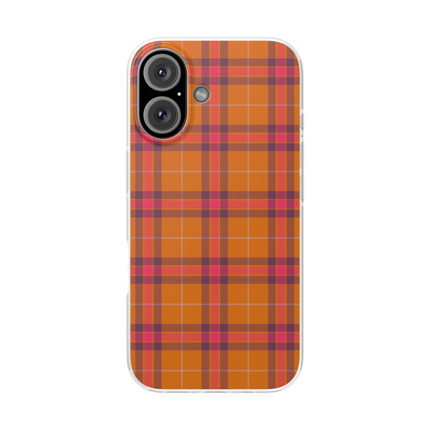 Orange Plaid Flexi Phone Case for Apple iPhone and Samsung Galaxy.