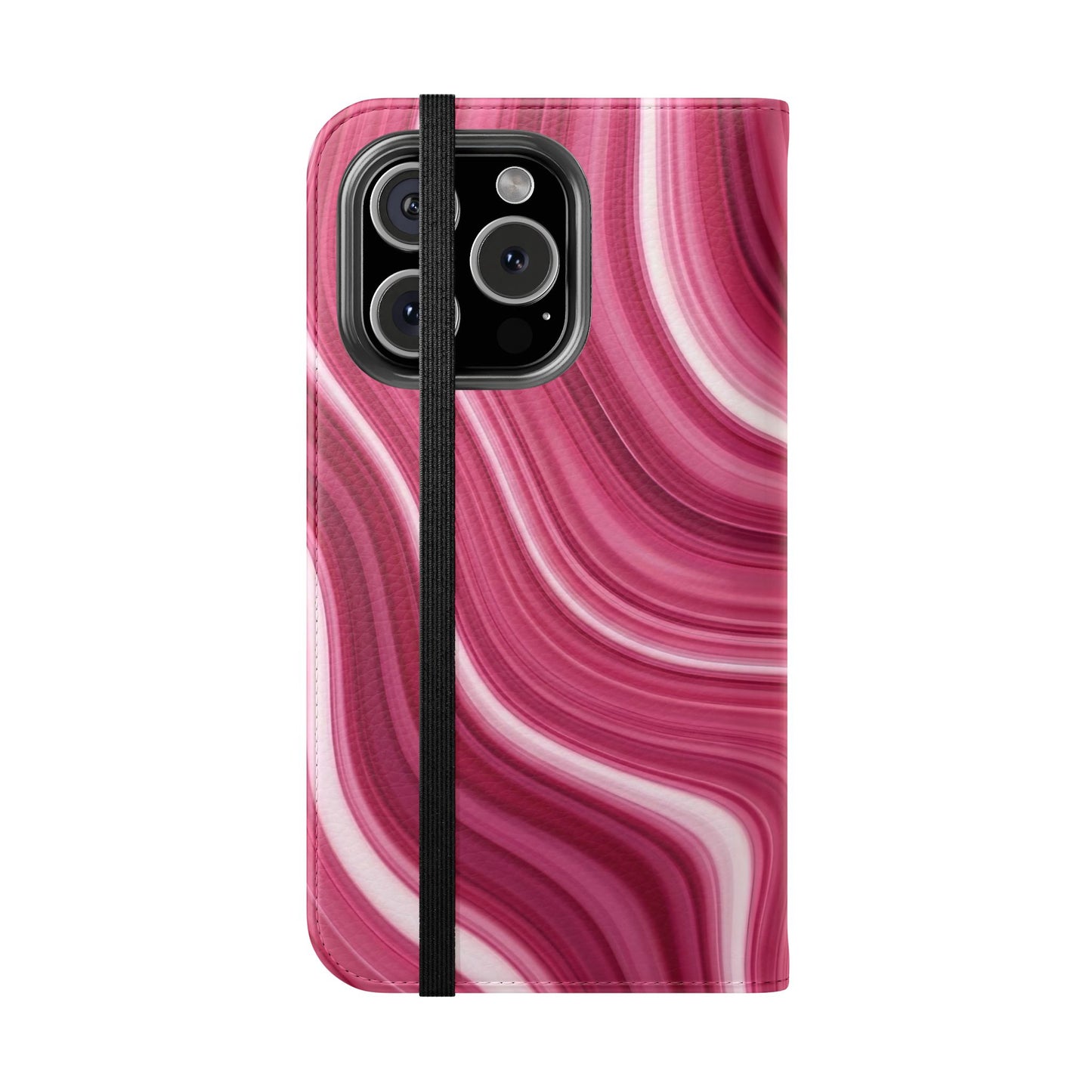 Pink Marble Swirl Flip Case — Wallet Phone Cover with Card Slots