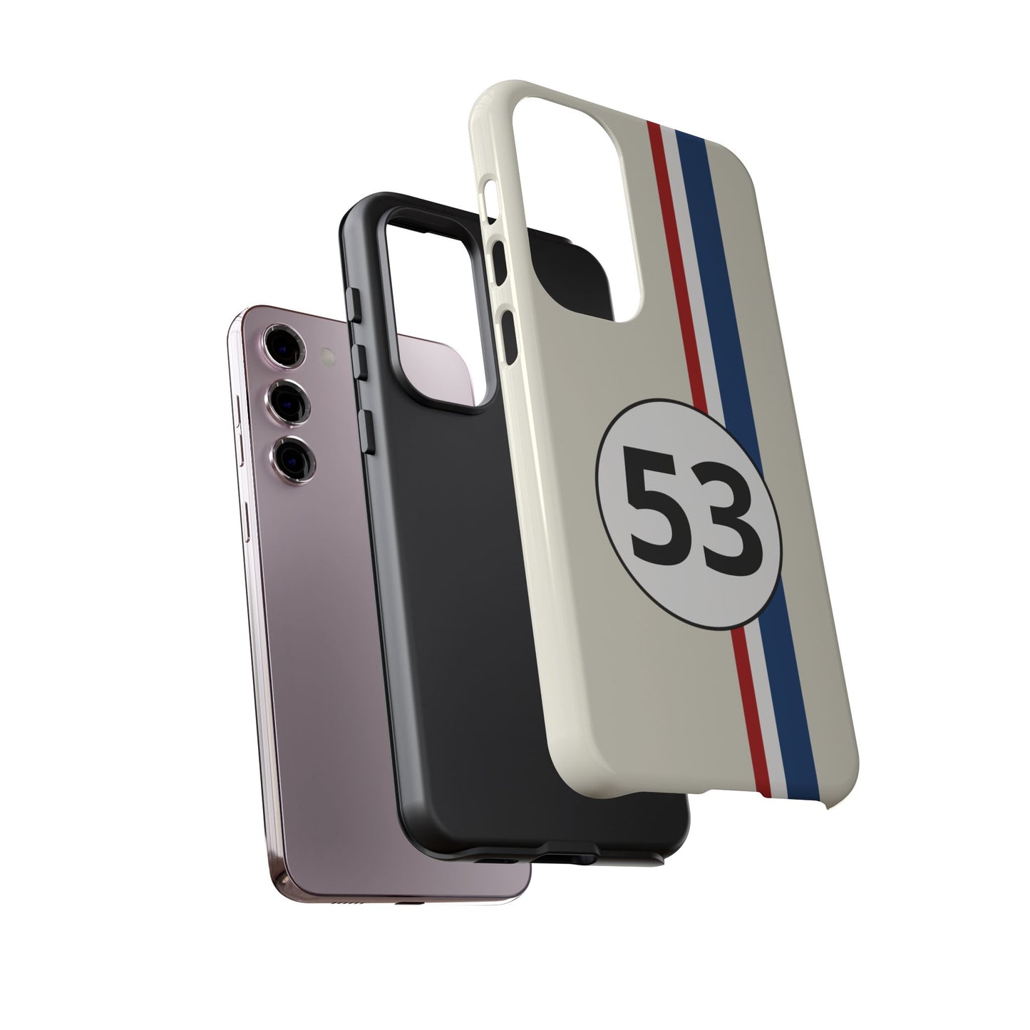 Racing Stripe Personalised Number Tough Phone Case for Apple iPhone, Samsung Galaxy and Google Pixel.