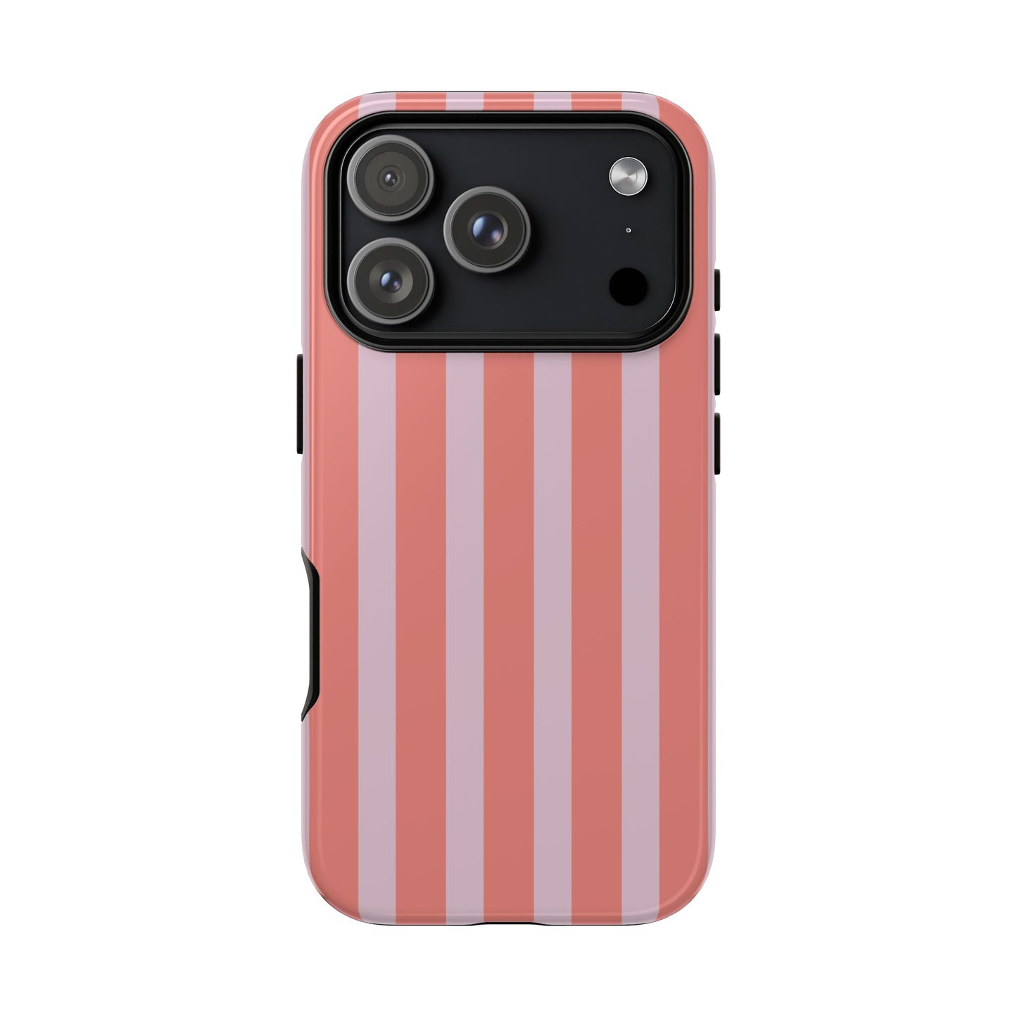 Pink Striped Tough Phone Case — Durable Protective Cover