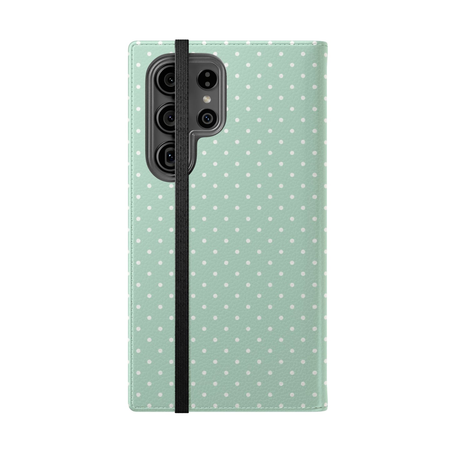Polka Dot Flip Phone Case — Pastel Green-White Polka Dot Wallet Cover