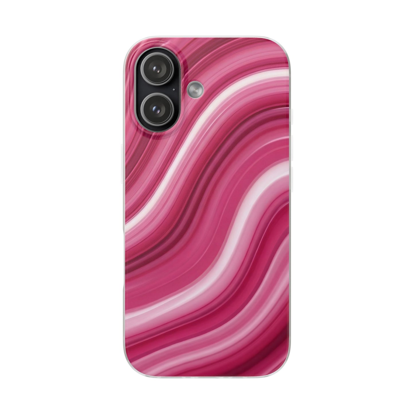 Pink Marble Wave Phone Case — Abstract Swirl Flexi Case for Apple iPhone, Samsung Galaxy.