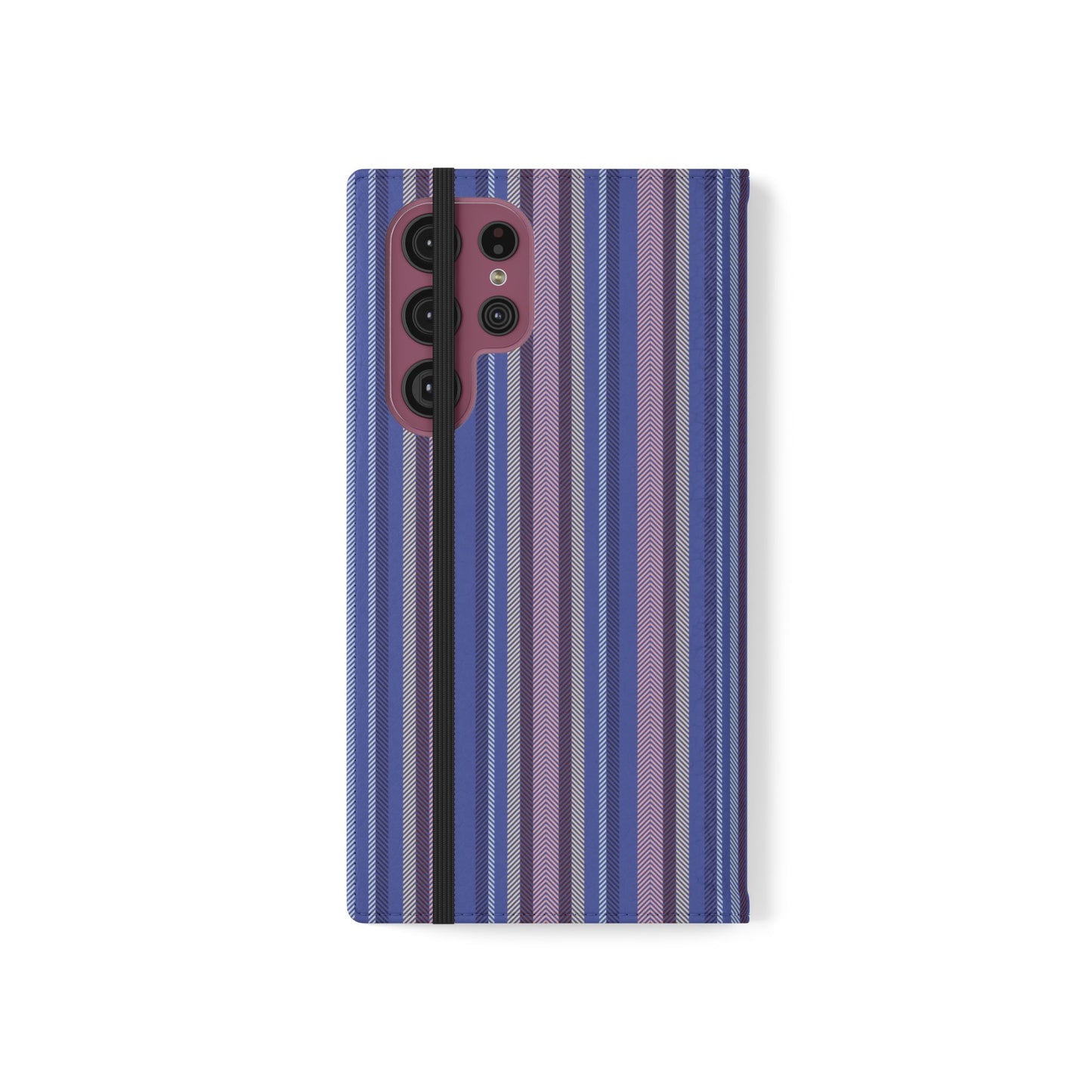 Striped Blue Flip Phone Case — Wallet Folio Phone Cover