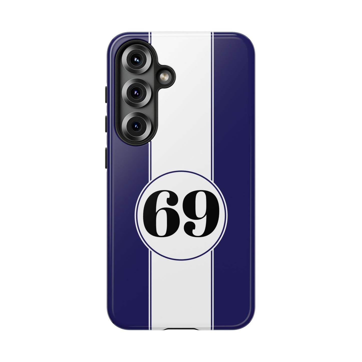 Custom Number Racing Stripe Tough Phone Case for Apple iPhone, Samsung Galaxy and Google Pixel.