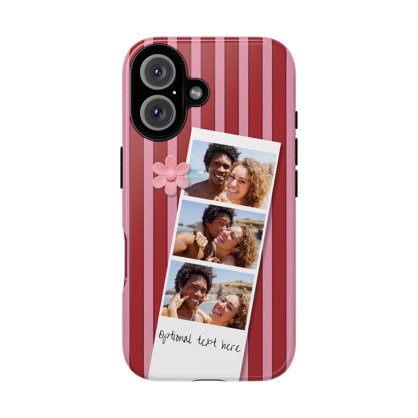 Customisable Three Photo Personalised Collage Tough Phone Case for Apple iPhone, Samsung Galaxy and Google Pixel.