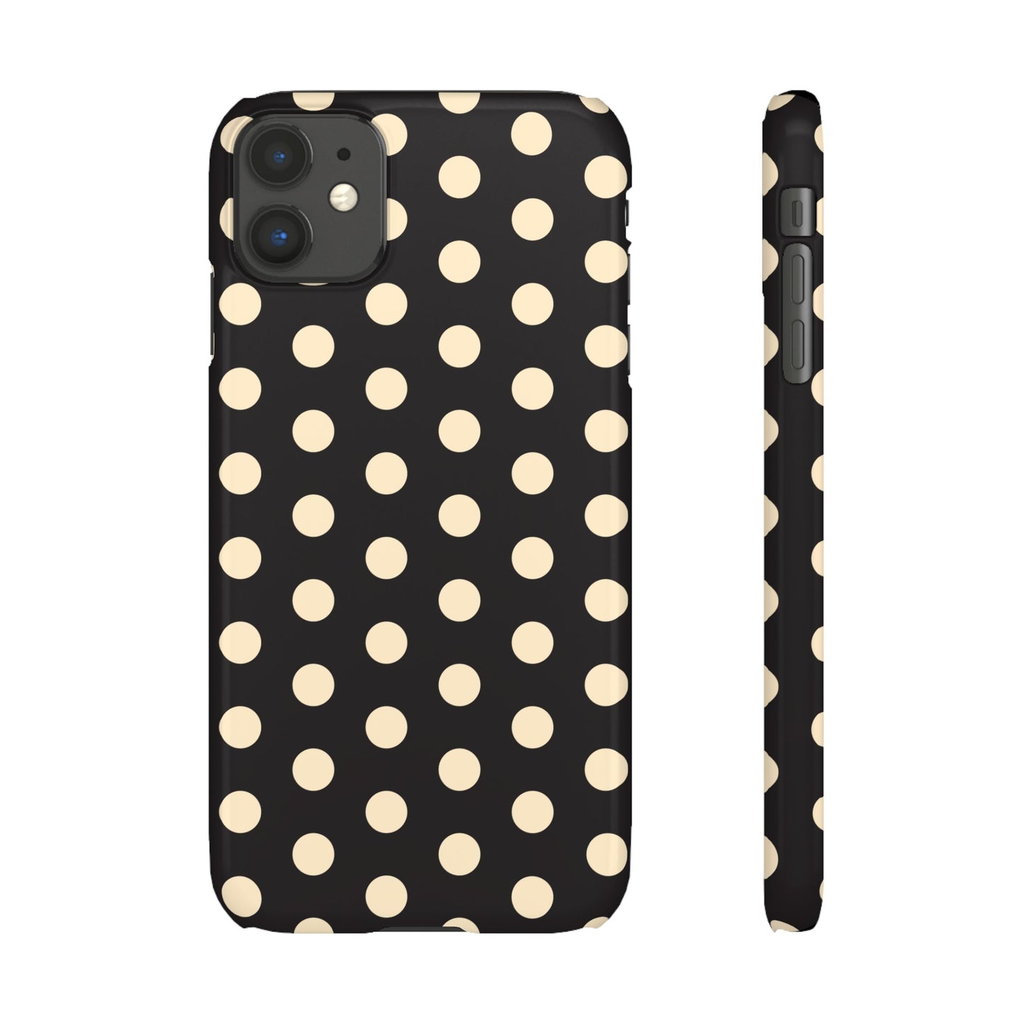 Polka Dot Snap Phone Case — Classic Black & Cream Retro Dots