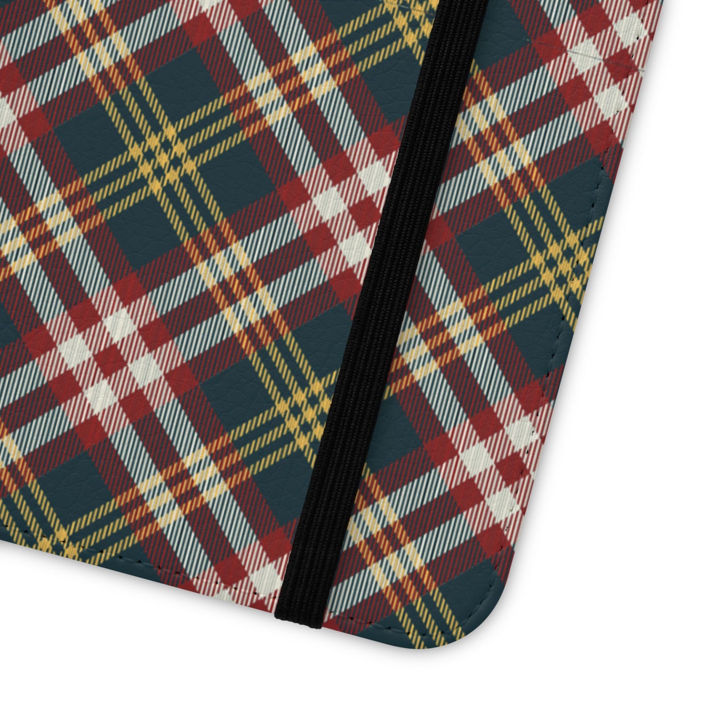 Tartan Flip Phone Case — Yellow & Red Plaid Wallet Cover
