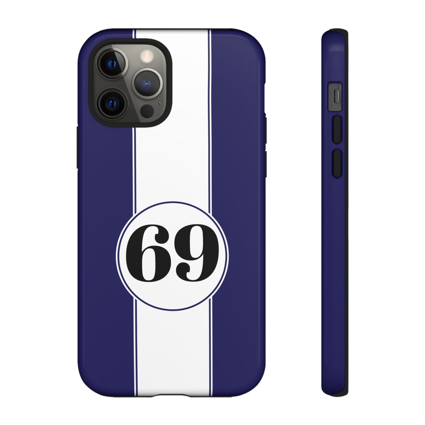 Custom Number Racing Stripe Tough Phone Case for Apple iPhone, Samsung Galaxy and Google Pixel.