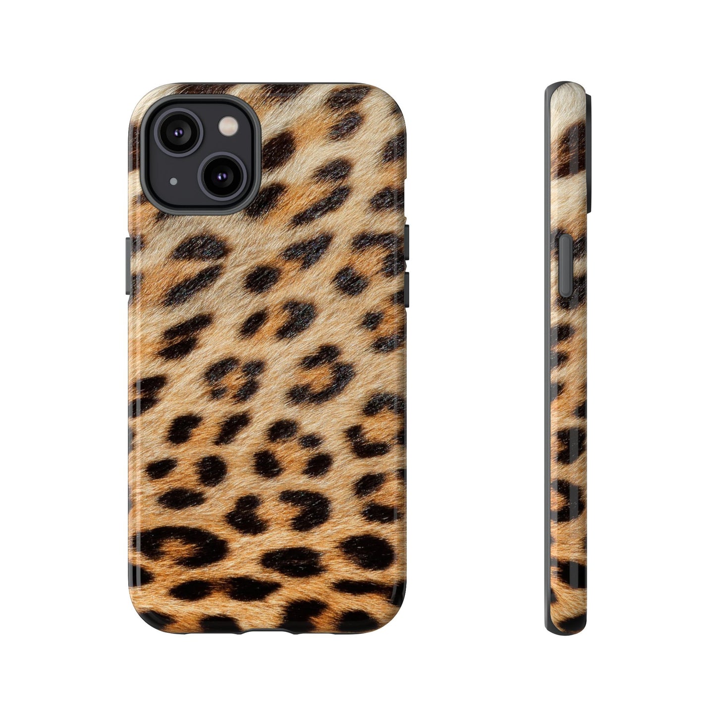 Leopard Print Tough Phone Case — Durable Protective Case with Wild Animal Fur Design