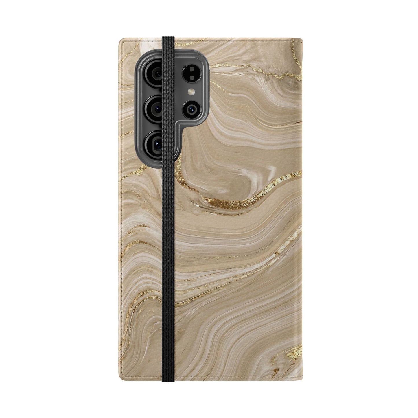 Marble Beige Flip Phone Case – Stylish Wallet Phone Cover with Card Slots