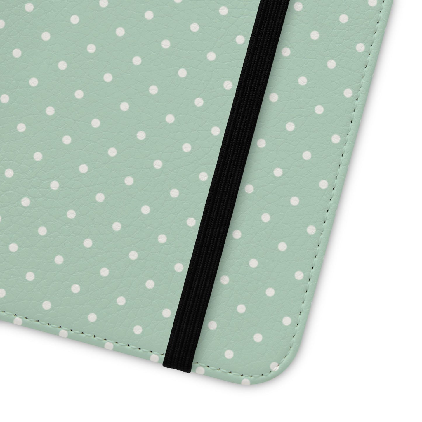 Polka Dot Flip Phone Case — Pastel Green-White Polka Dot Wallet Cover