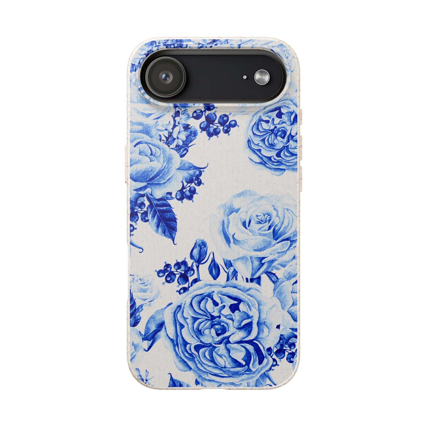 Blue Floral Biodegradable Eco-Friendly Phone Cover for Apple iPhone and Samsung Galaxy.
