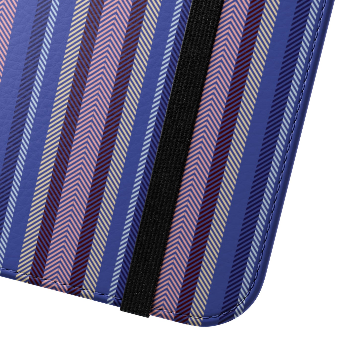 Striped Blue Flip Phone Case — Wallet Folio Phone Cover