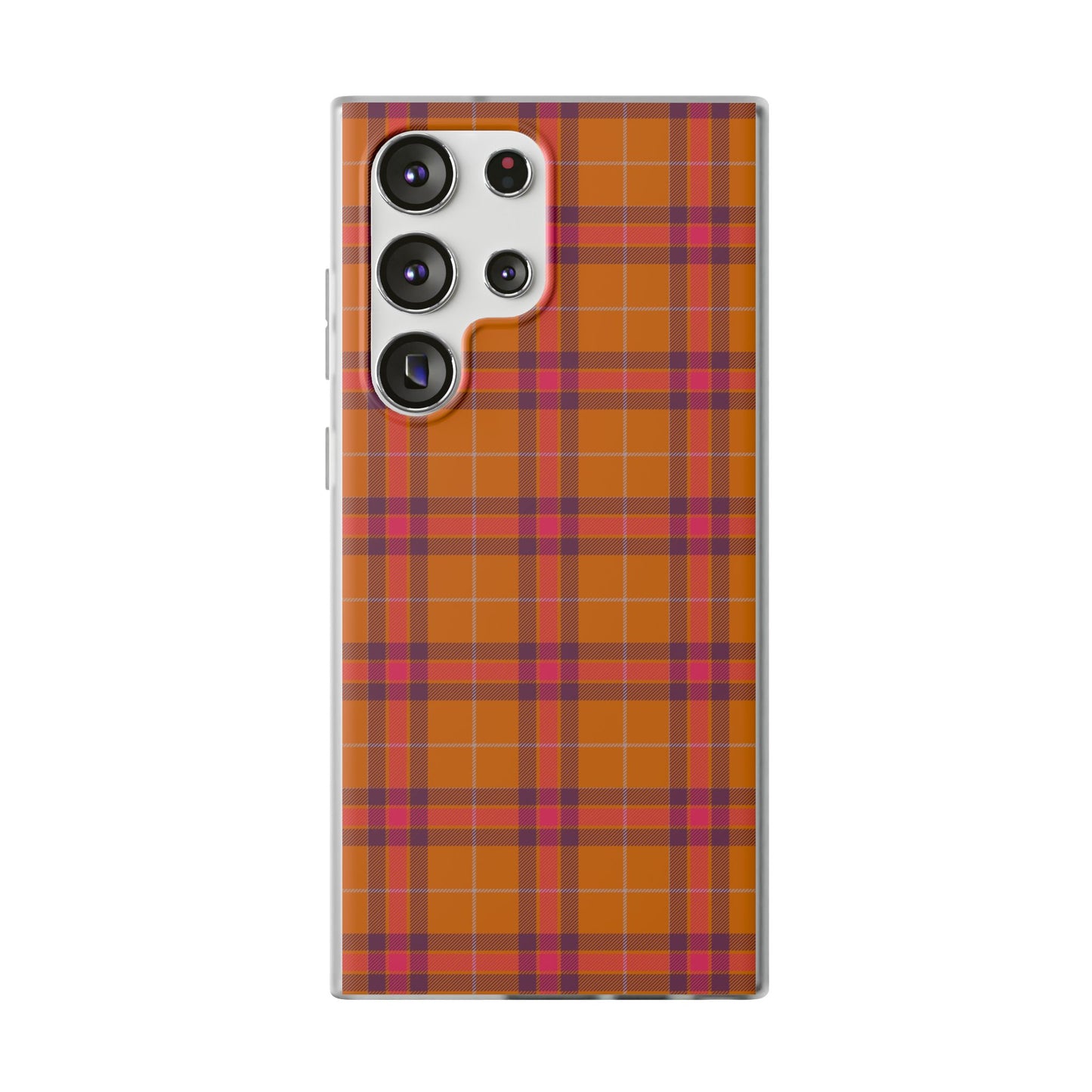 Orange Plaid Flexi Phone Case for Apple iPhone and Samsung Galaxy.