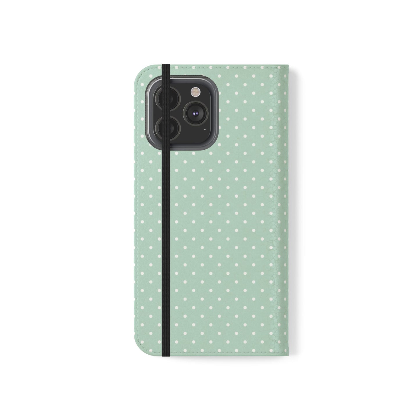 Polka Dot Flip Phone Case — Pastel Green-White Polka Dot Wallet Cover